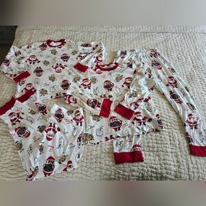 Adults Holiday Santa & Reindeer Pajama Set - Red Trim